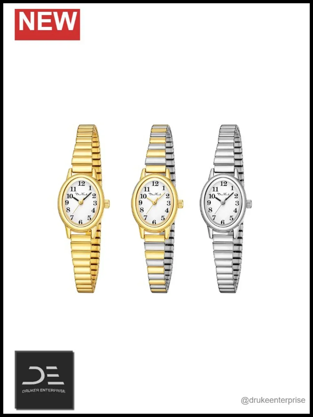 Gold Expansion Band Watch for Women - 3 Sizes S/M/L Japanese Quartz Water